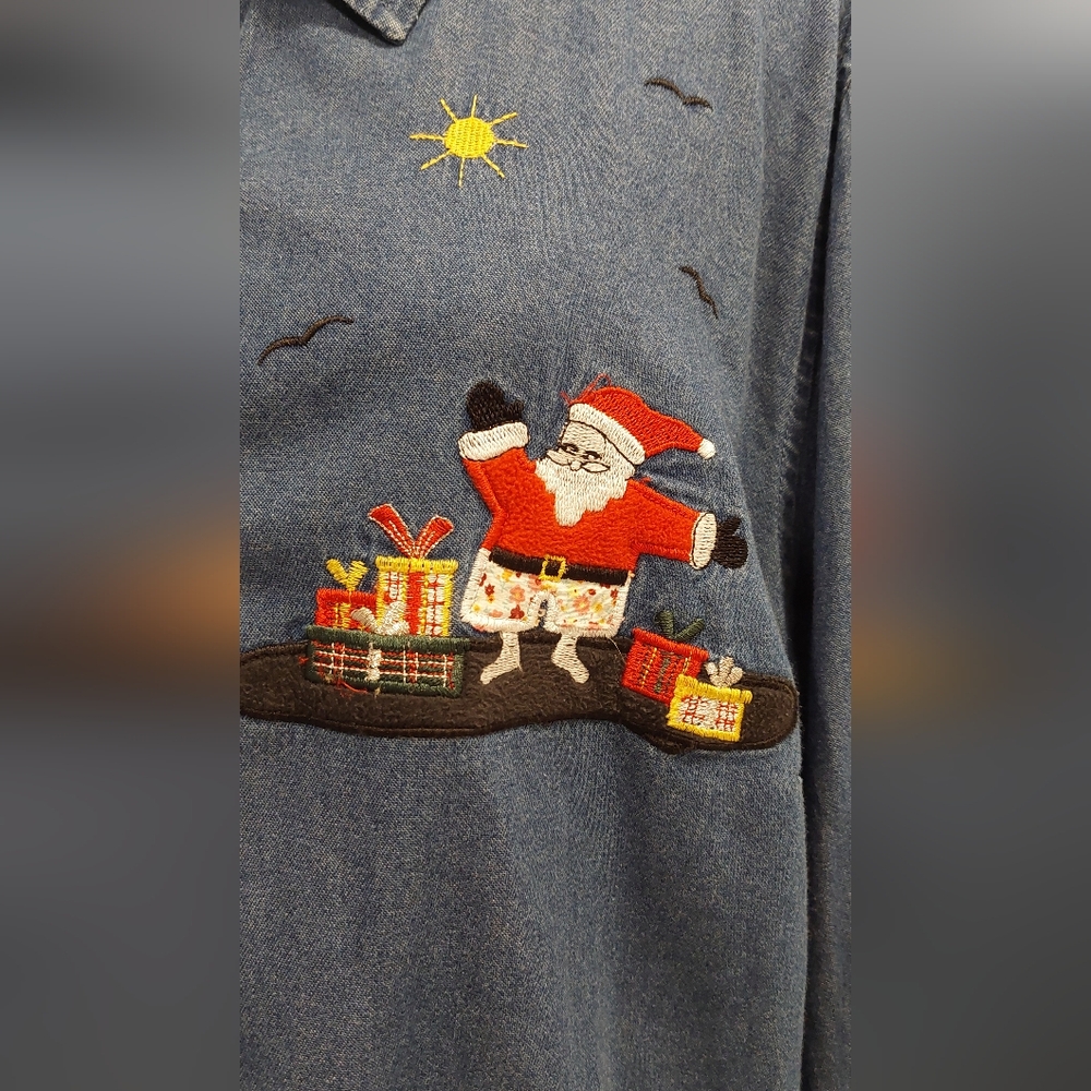 White Stag Blue Blouse with Colorful Embroidery - Picture 2 of 9